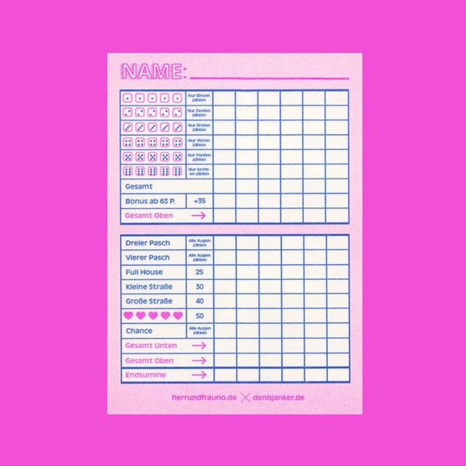 Kultiges Würfelspiel - Pink