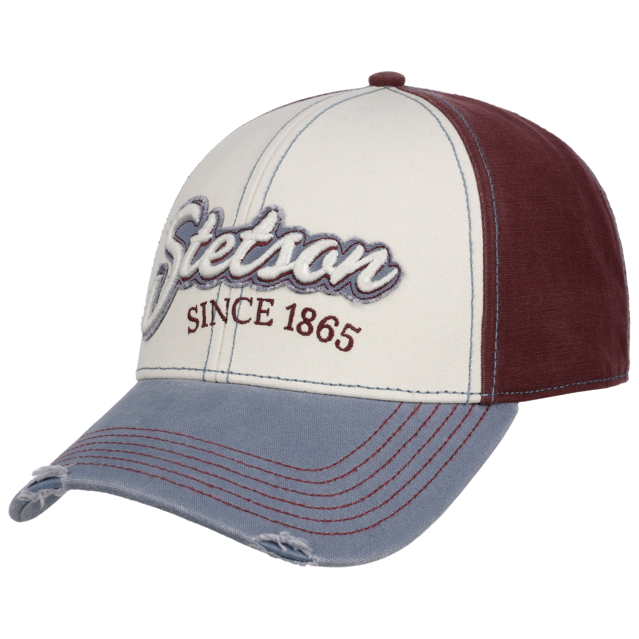 Baseball Cap Vintage Distressed light blue/red