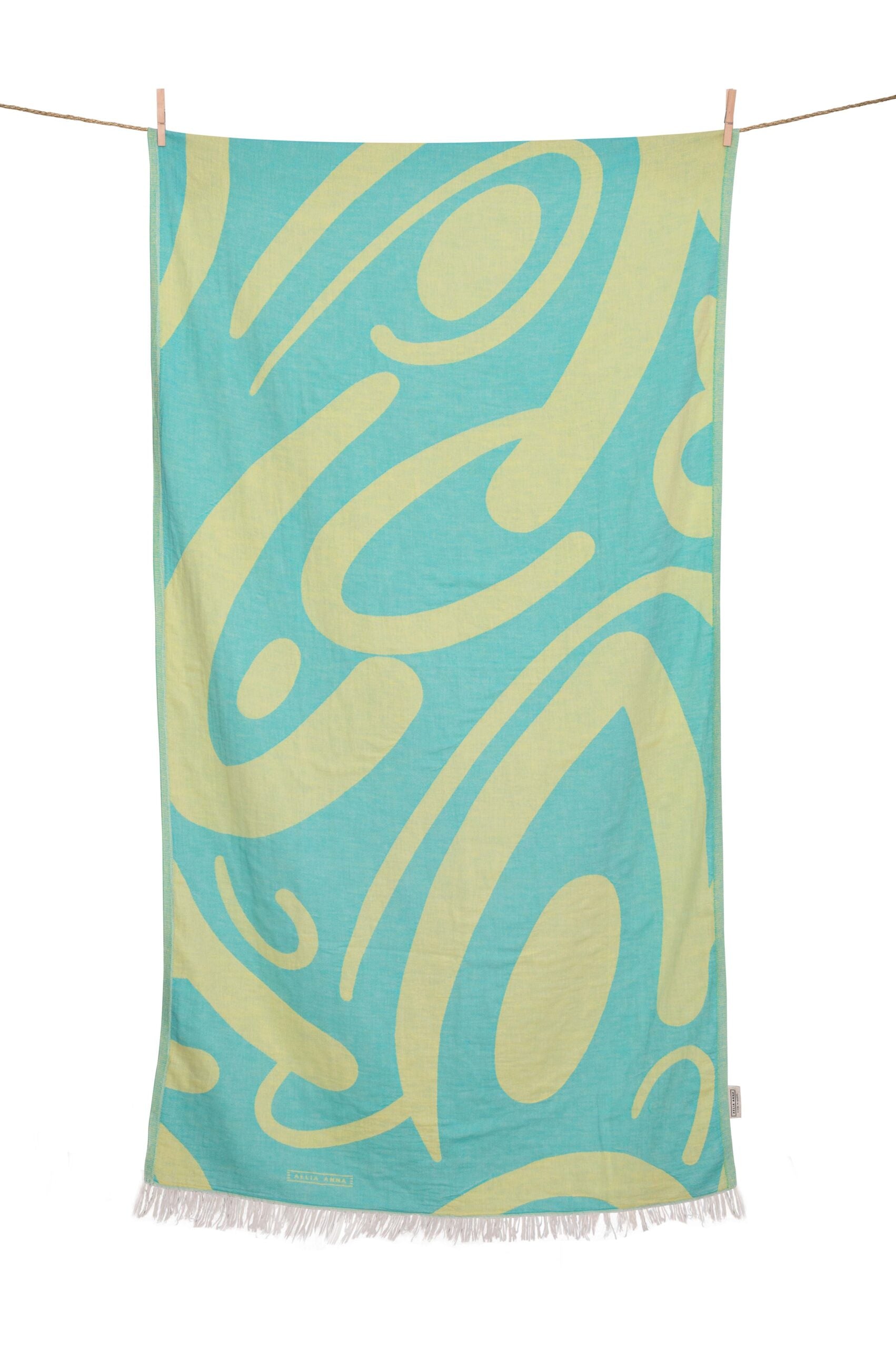 Beach Towel „Persefoni" Emerald & Yellow 90x180cm